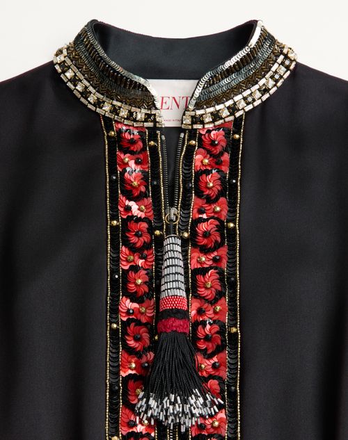Valentino - Washed Double Duchesse Embroidered Top - Black/multicolor - Woman - Shirts And Tops