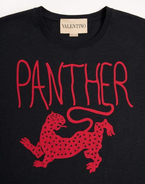 Valentino - Printed Cotton T-shirt - Black/red - Woman - Tshirts And Sweatshirts