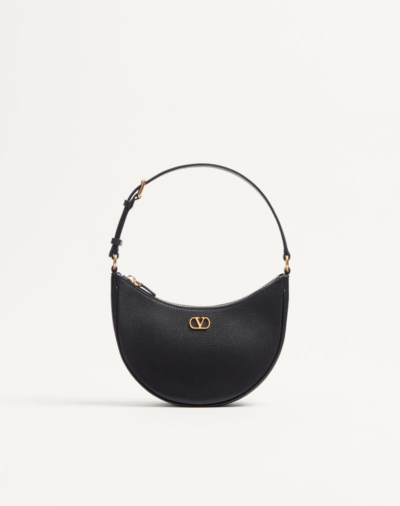 Valentino Garavani Women's Black Vlogo Signature Mini Hobo Bag In Grainy Calfskin Woman Uni