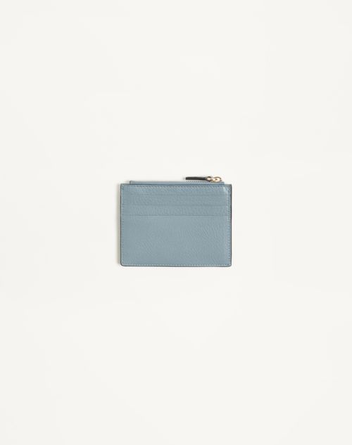 Valentino Garavani - Rockstud Grainy Calfskin Cardholder With Zip - Stone - Woman - Wallets And Small Leather Goods