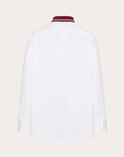 Valentino - Chemise À Manches Longues En Popeline De Coton Avec Broderie Valentino - Blanc - Homme - Chemisiers