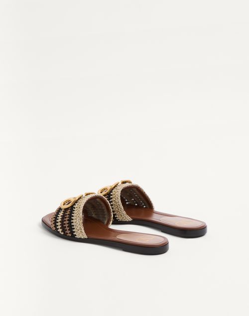 Valentino Garavani - Vlogo Signature Slide Sandal With Crochet Embroidery - Multicolor - Woman - Slides And Thongs