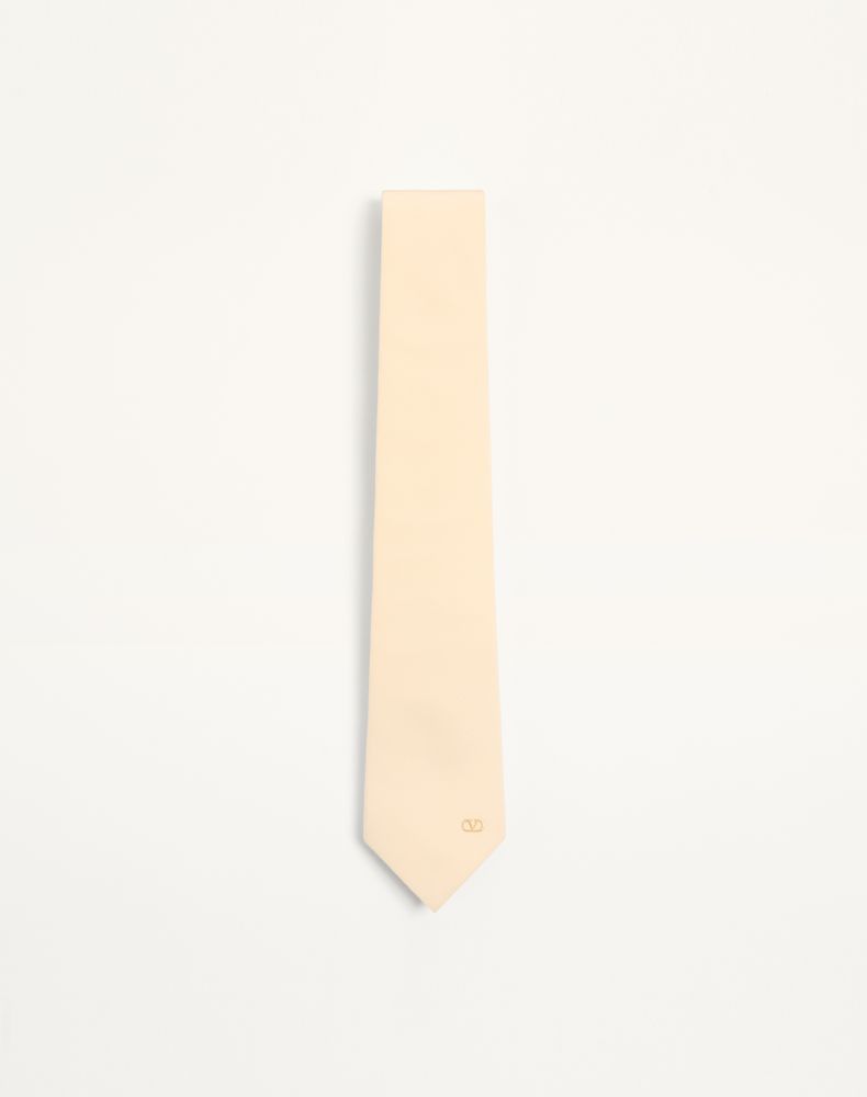 Valentino Garavani Men's Butter/Gold Valentie Silk Tie With Vlogo Signature Detail Man Uni