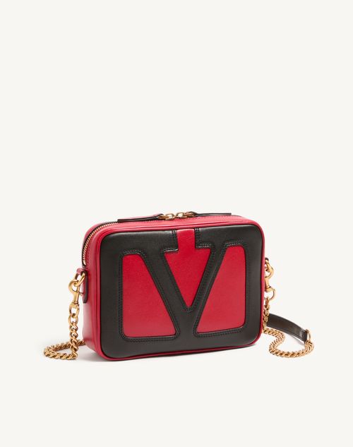 Valentino Garavani - Sac À Bandoulière Valentino Garavani Viva Superstar En Cuir Nappa - Rouge/noir - Femme - Sacs Porté Épaule