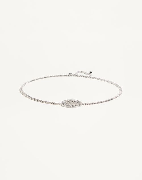 Valentino Garavani Vlogo Signature Chain Belt With Crystals Woman Palladium/crystal S