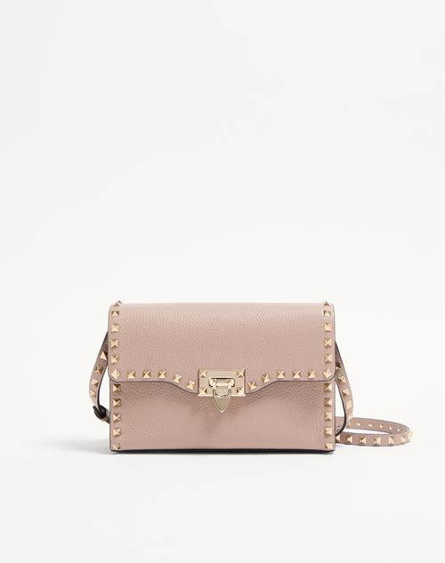 Valentino Garavani - Small Rockstud Grainy Calfskin Crossbody Bag - Poudre - Woman - Bags