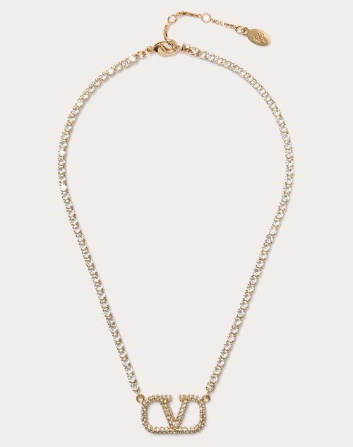 Shop Valentino Garavani Vlogo Signature Metal And Swarovski® Crystal Necklace Woman Gold Uni