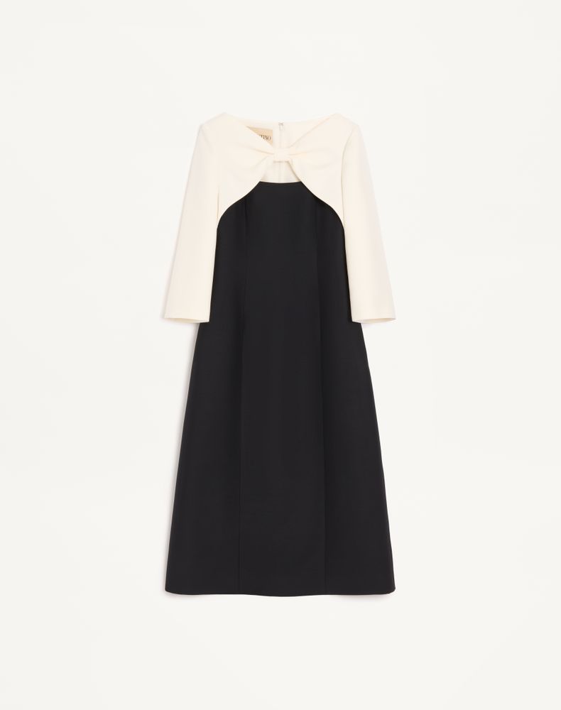 Valentino Women's Black/Ivory Crepe Couture Midi Dress Woman 50