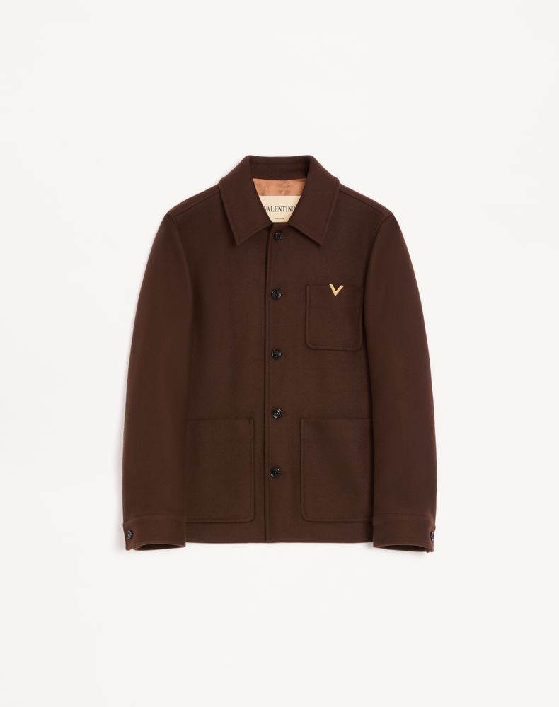 Valentino Men's Brown Wool Jacket With Vgold Man 52