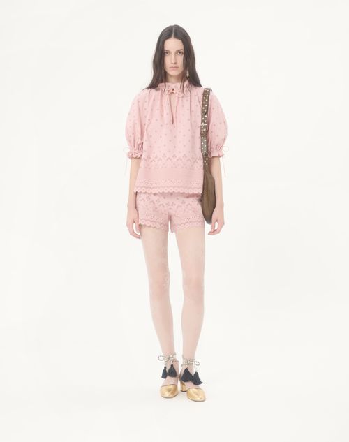 Valentino - Top In Sangallo Fleurs Ajours Margheritine - Rosa - Donna - Camicie E Top