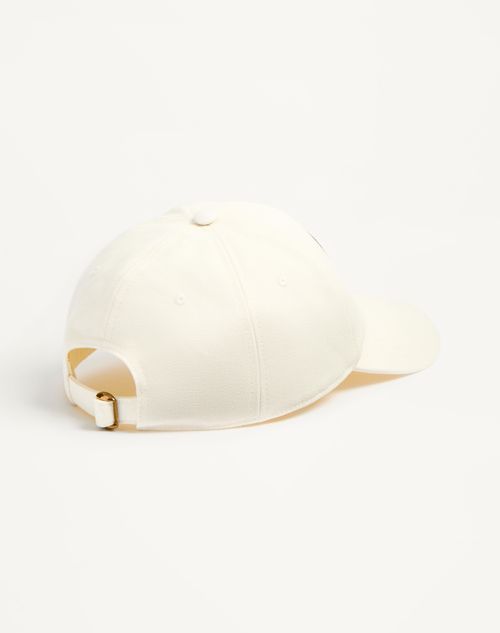 Valentino Garavani - Chez Valentino Cotton Baseball Cap With Embroidery - Ivory/black - Man - Hats And Gloves