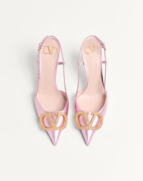 Valentino Garavani - Décolleté Slingback Vlogo Signature In Nappa Laminata 80mm - Giacinto/violet - Donna - Décolleté