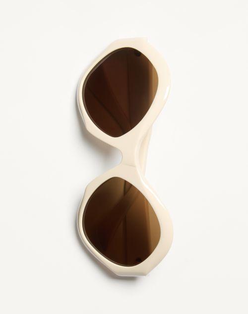 Valentino - Round Acetate Eyewear - Ivory/brown - Unisex - Eyewear