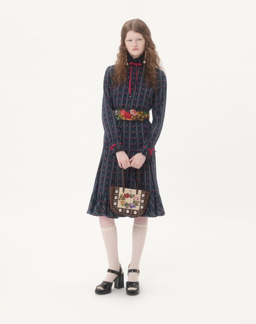 Valentino Garavani - Valentino Garavani Nellcôte Mini Embroidered Shopping Bag - Multicolor/testa Di Moro - Woman - Totes