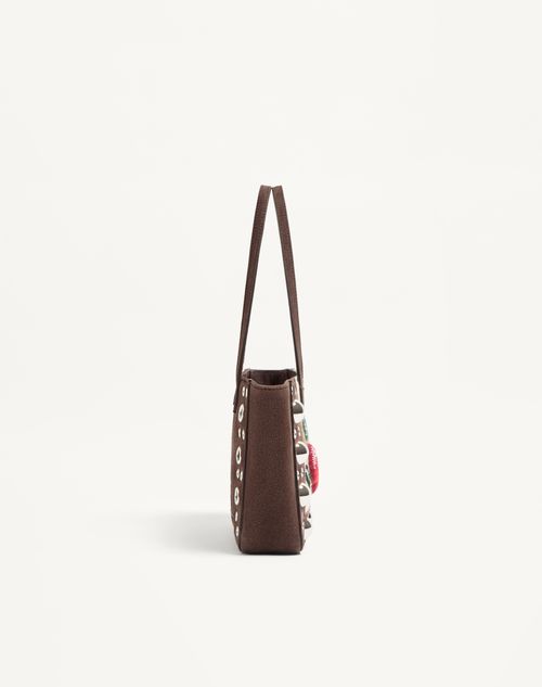 Valentino Garavani - Valentino Garavani Nellcôte Mini Embroidered Shopping Bag - Brown/multicolor - Woman - Totes