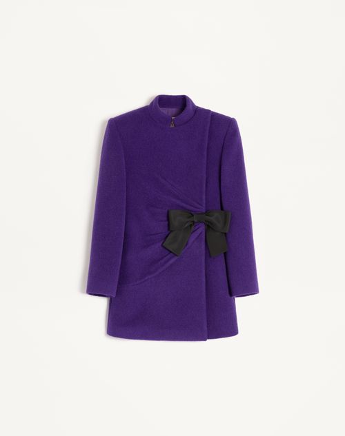Valentino - Velour Peacoat - Purple/black - Woman - Coats And Outerwear