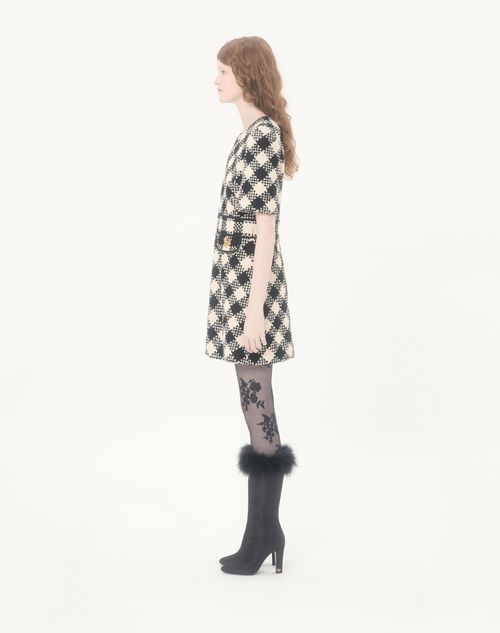 Valentino - Damier Tweed Dress - Birch/black - Woman - Dresses