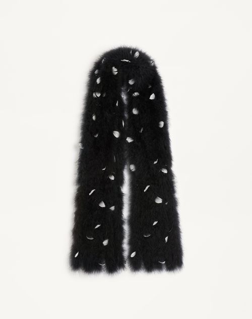 Valentino Garavani Feathers Scarf With Turkey And Goose Feathers Woman Black/white Uni In Black/white