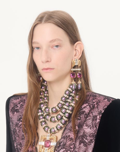 Valentino Garavani - Pendientes Hypergoutte En Metal Y Resina Con Cristales - Dorado/multicolor - Mujer - Bisutería