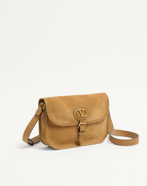 Valentino Garavani - Valentino Garavani Antibes Suede Shoulder Bag - Havana Beige - Man - Shoulder Bags