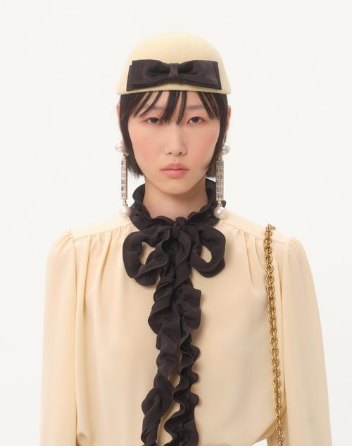 Valentino - Crepe De Chine Shirt - Birch/black - Woman - Shirts And Tops