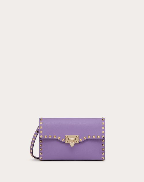 Valentino Garavani Small Rockstud Grainy Calfskin Crossbody Bag Woman Wisteria Uni