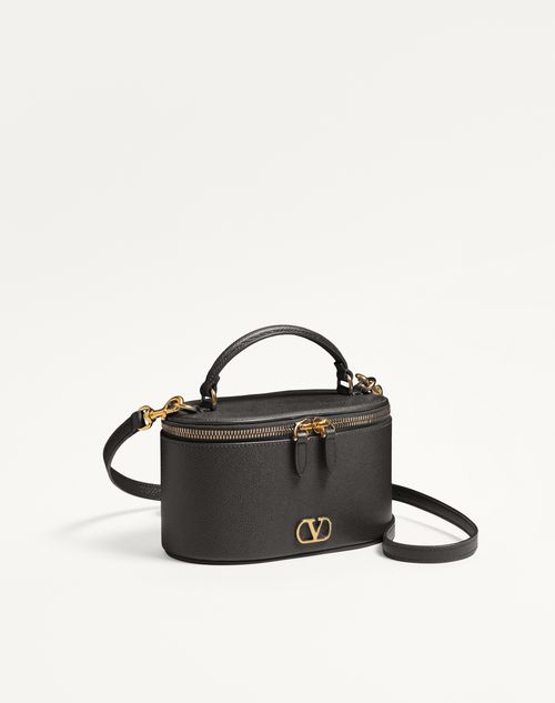 Valentino Garavani - Vlogo Signature Mini Vanity Bag In Grainy Calfskin - Black - Woman - Wallets And Small Leather Goods