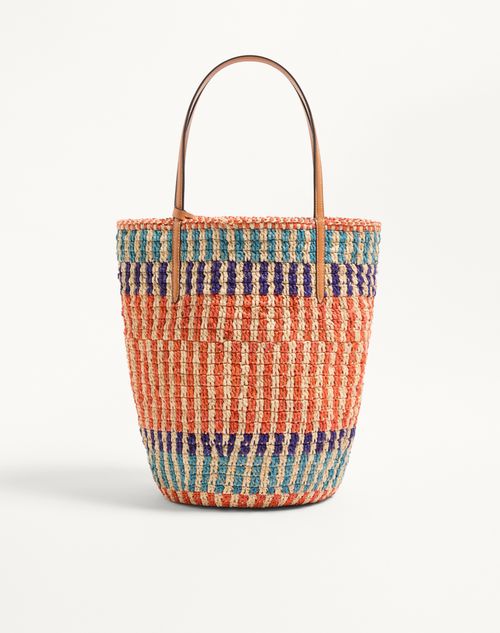 Valentino Garavani - Valentino Garavani Raffia Shopping Bag - Multicolour - Woman - Totes