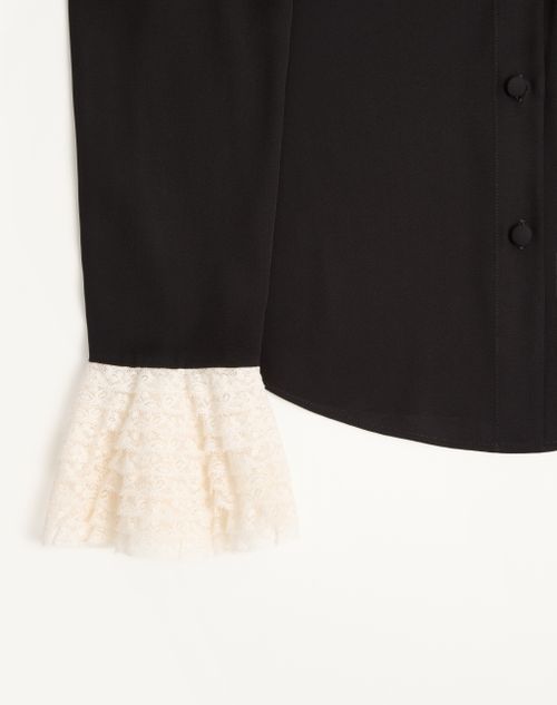 Valentino - Georgette Blouse - Black/ivory - Woman - Shirts And Tops