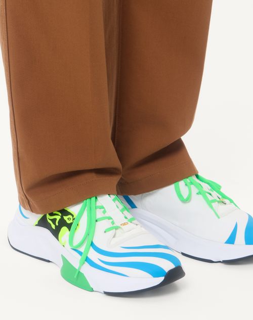 Valentino Garavani - Panther Blaze Low-top Trainer In Ripstop Fabric - White/light Blue - Man - Trainers