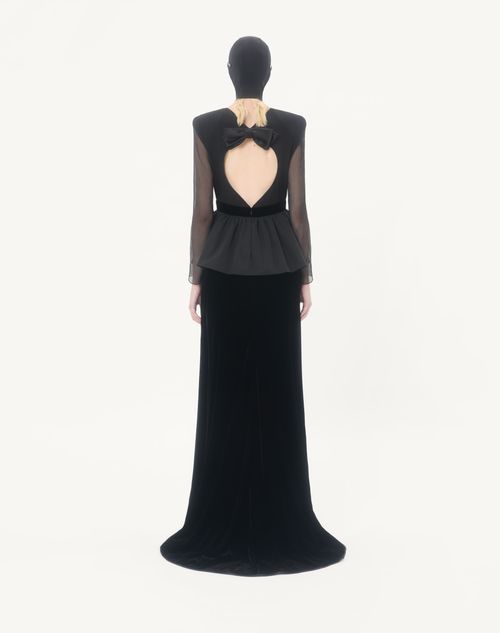 Valentino Long Dress In Sabl Velvet Woman Black 46