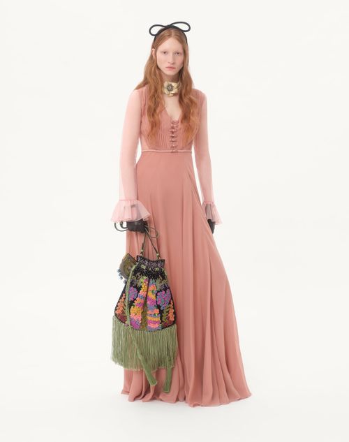 Valentino Garavani - Valentino Garavani Nellcôte Alice Embroidered Bag With Fringes - Black/multicolor - Woman - Shoulder Bags