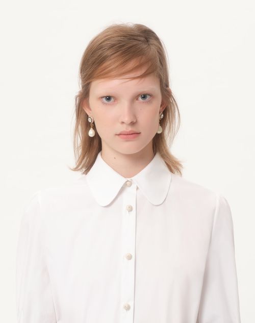 Valentino - Cotton Popeline Shirt - White - Woman - Shirts And Tops
