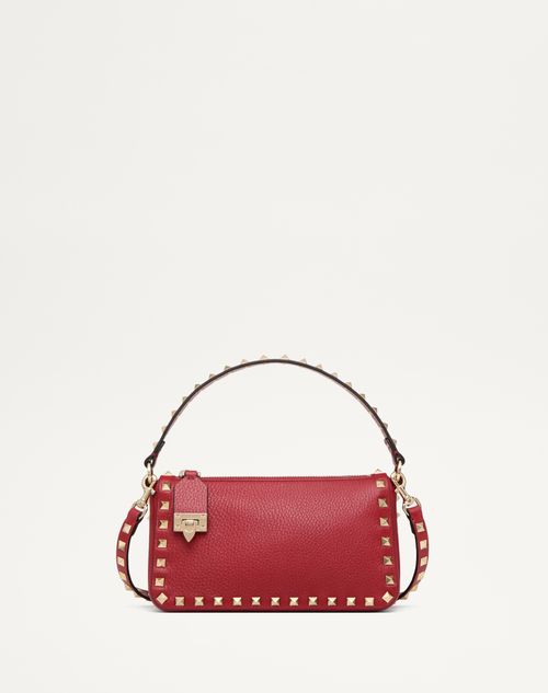 Valentino Garavani Small Rockstud Grainy Calfskin Crossbody Bag Woman Rosso  Uni In ロッソ ヴァレンティノ