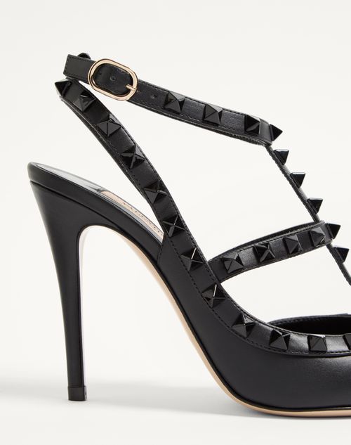 Valentino Garavani - Rockstud Ankle Strap Pump With Tonal Studs 100  - Black - Woman - Pumps