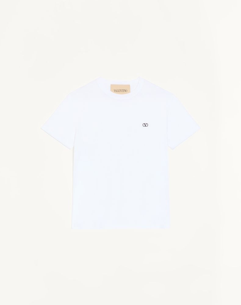 Valentino Uomo Bianco T-Shirt In Cotone Con Ricamo Vlogo Xxl