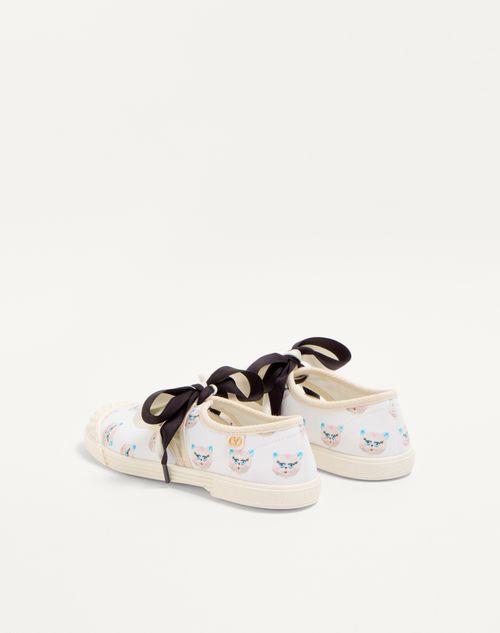 Valentino Garavani - Bay By Bay Ballerina Fabric Sneaker With Le Chat De La Maison Print - White/multicolor - Woman - Sneakers