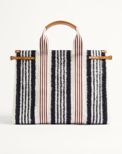 Valentino Garavani - Valentino Garavani Antibes Wool Handbag - White/navy/testa Di Moro - Man - Totes