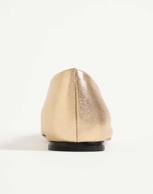 Valentino Garavani - Ballerina Vlogo Signature In Nappa Laminata - Oro - Donna - Ballerine